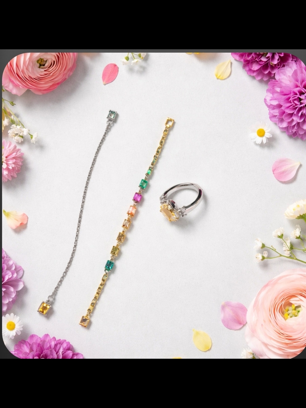 SALE-Multicolor Gemstone Bracelet and Ring&Necklace Pendant Citrine Stone